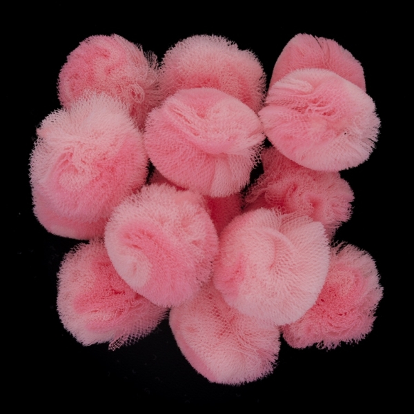 TEXTILE BEADS - POMPON TULLE - MULTICOLORED - 20mm PEACH AND PINK 55 - PACKAGE 200pcs.