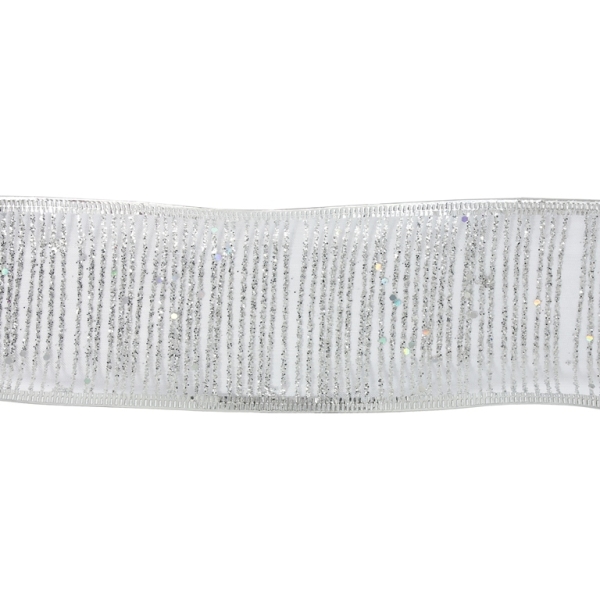 TAPE AND LACE - GLITTER WITH WIRE - MODEL 05 - 6.0cm SILVER - 50yards(45m)