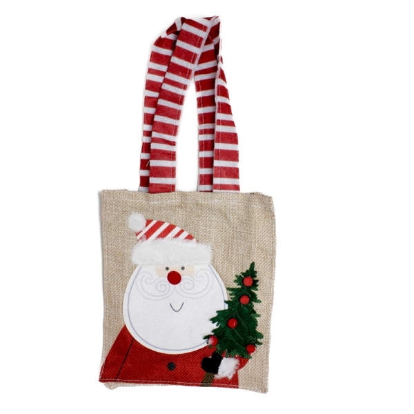 CHRISTMAS DECORATION - BAG BURLAP - MODEL 01 - 16x19cm BEIGE - 1pc.