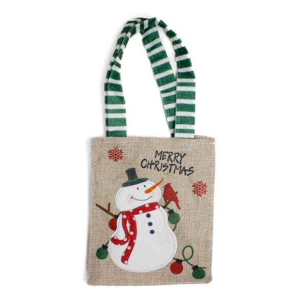 CHRISTMAS DECORATION - BAG BURLAP - MODEL 02 - 16x19cm BEIGE - 1pc.