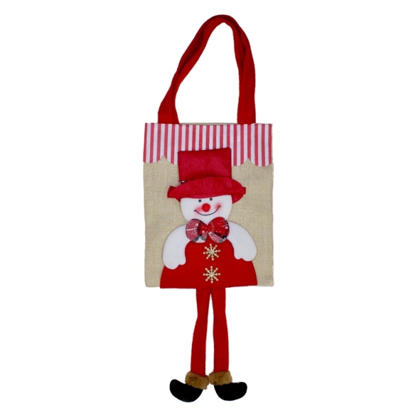 CHRISTMAS DECORATION - BAG BURLAP - MODEL 09 - 20x26cm BEIGE - 1pc.