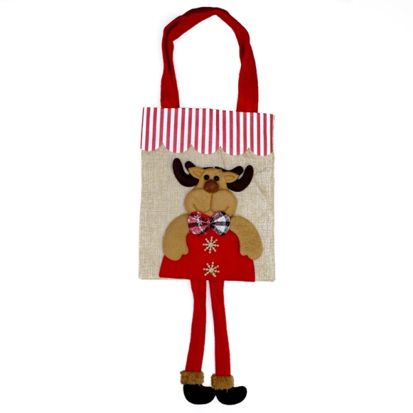 CHRISTMAS DECORATION - BAG BURLAP - MODEL 10 - 20x26cm BEIGE - 1pc.