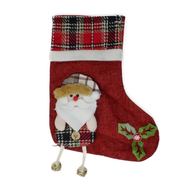 CHRISTMAS DECORATION - SOCK BURLAP - MODEL 14 - 19x25cm RED (DARK) - 1pc.