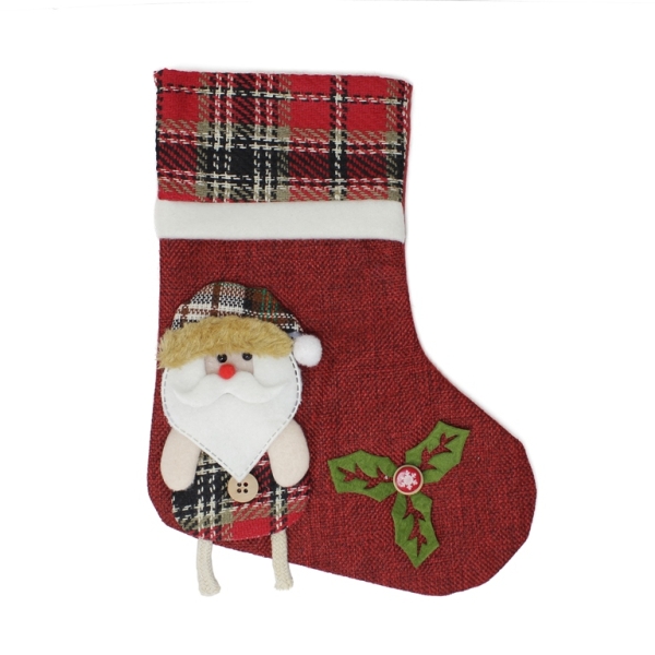 CHRISTMAS DECORATION - SOCK BURLAP - MODEL 14А - 19x25cm RED (DARK) - 1pc.