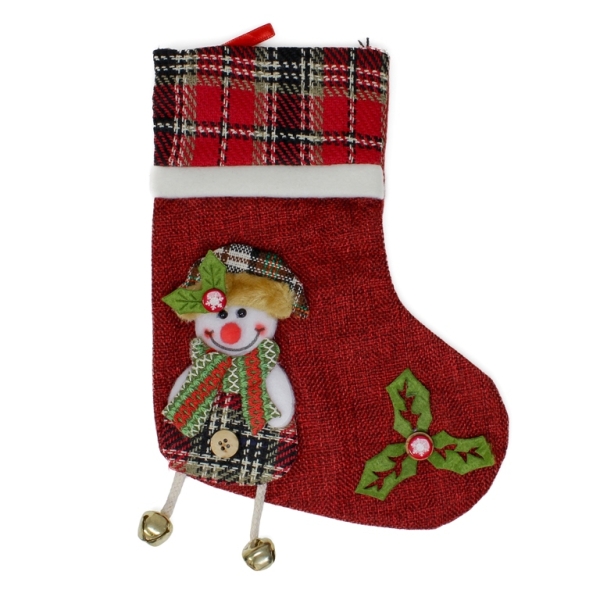 CHRISTMAS DECORATION - SOCK BURLAP - MODEL 15 - 19x25cm RED (DARK) - 1pc.