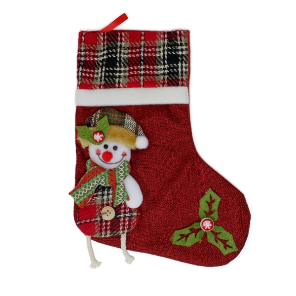 CHRISTMAS DECORATION - SOCK BURLAP - MODEL 15А - 19x25cm RED (DARK) - 1pc.