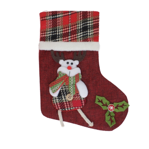 CHRISTMAS DECORATION - SOCK BURLAP - MODEL 16А - 19x25cm RED (DARK) - 1pc.