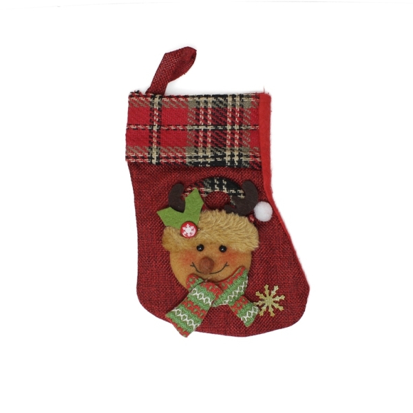 CHRISTMAS DECORATION - SOCK BURLAP - MODEL 21 - 12x19cm RED (DARK) - 1pc.