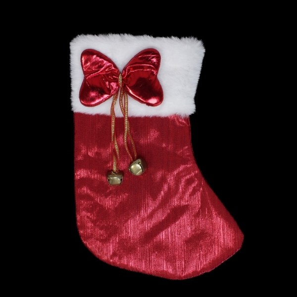 CHRISTMAS DECORATION - SOCK LAME - MODEL 02 - 19x26cm RED - 1pc.