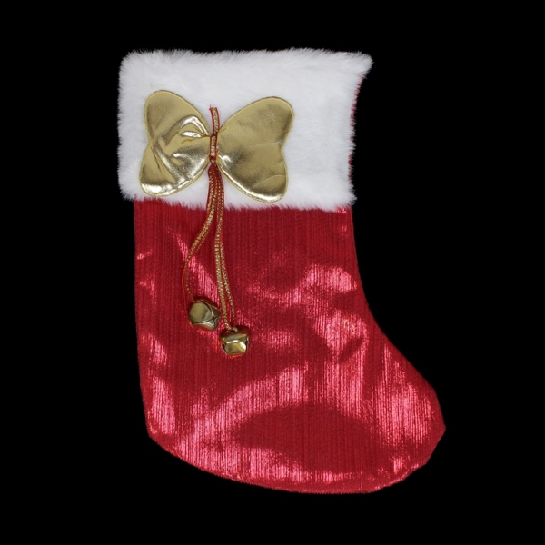 CHRISTMAS DECORATION - SOCK LAME - MODEL 02 - 19x26cm RED AND GOLD - 1pc.