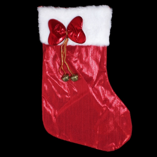 CHRISTMAS DECORATION - SOCK LAME - MODEL 02 - 21x33cm RED - 1pc.