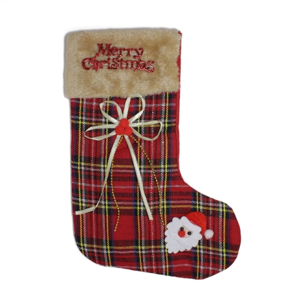 CHRISTMAS DECORATION - SOCK TEXTILE - MODEL 01 - 23x34cm RED (DARK) - 1pc.