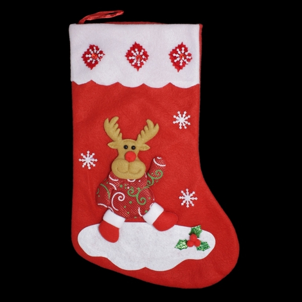 CHRISTMAS DECORATION - SOCK FELT - MODEL 06 - 23x36cm RED - 1pc.