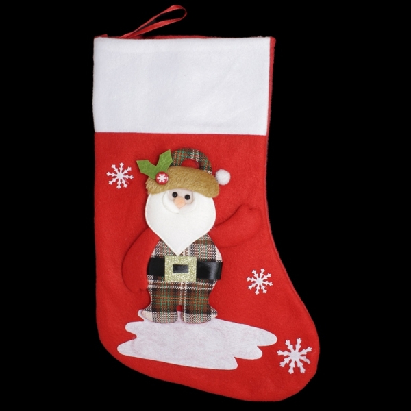 CHRISTMAS DECORATION - SOCK FELT - MODEL 07 - 23x38cm RED - 1pc.