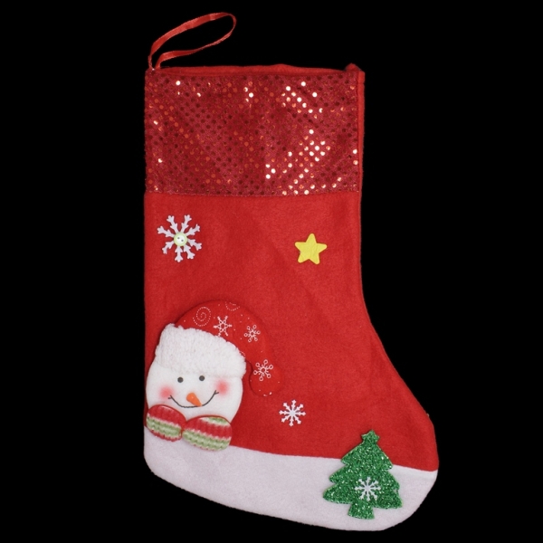 CHRISTMAS DECORATION - SOCK FELT - MODEL 10 - 23x38cm RED - 1pc.