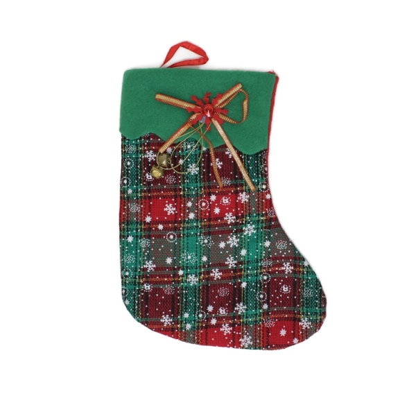 CHRISTMAS DECORATION - SOCK TEXTILE - MODEL 19 - 18x25cm RED AND GREEN - 1pc.