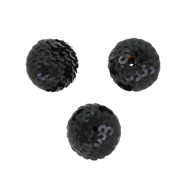 BRAIDED BEADS - SEQUINS 4mm - BALL - 20x22mm BLACK - PACKAGE 50pcs. Hole-5.0mm