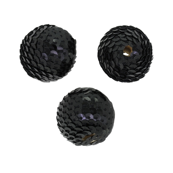 BRAIDED BEADS - SEQUINS 4mm - BALL - 24x25mm BLACK - PACKAGE 50pcs. Hole-5.0mm