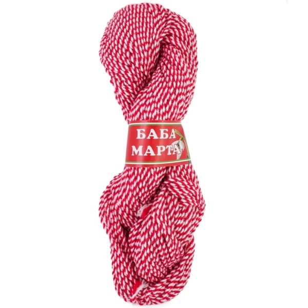 YARN - BABA MARTA LAME 60 - 3mm - WHITE-RED-SILVER - 120m - ACRYLIC AND LAME - PACKAGE (5 skeins)