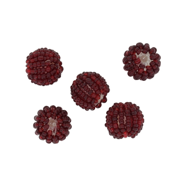 GLASS BEADS - SEED BEADED BALL 2mm - BALL 14x16mm - TRANSPARENT - BORDEAUX - PACKAGE 50pcs. Hole-2.5mm