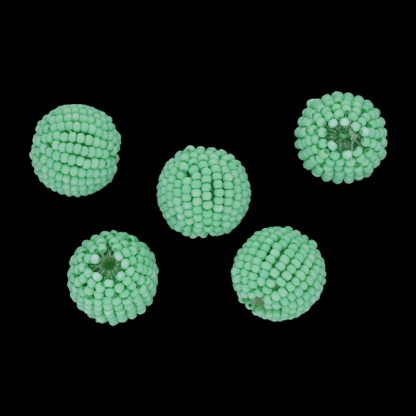 GLASS BEADS - SEED BEADED BALL 2mm - BALL 16x18mm - SOLID - MINT - SECOND-RATE - PACKAGE 50pcs. Hole-2.5mm