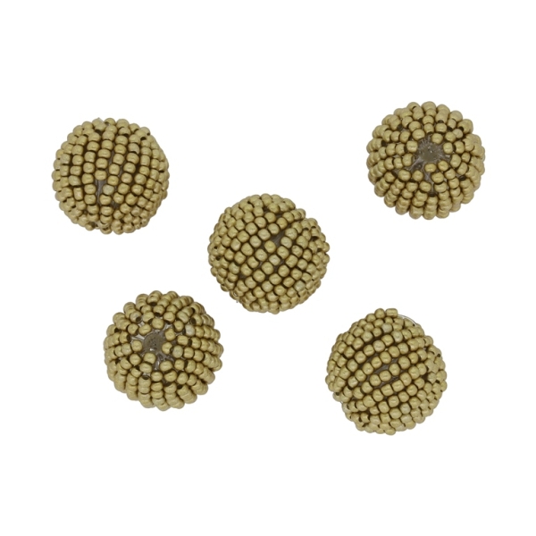 GLASS BEADS - SEED BEADED BALL 2mm - BALL 16x18mm - SOLID MATTE - GOLD - PACKAGE 50pcs. Hole-2.5mm