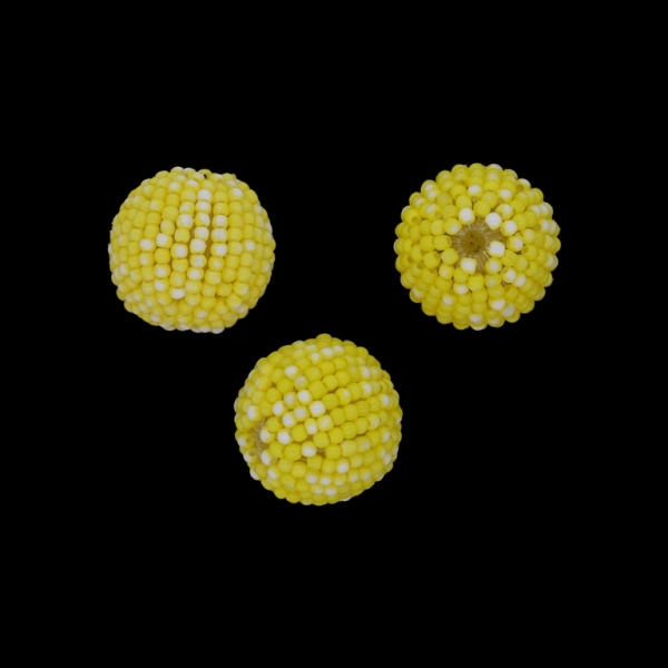 GLASS BEADS - SEED BEADED BALL 2mm - BALL 18x20mm - SOLID - YELLOW 42 - SECOND-RATE - PACKAGE 50pcs. Hole-2.5mm