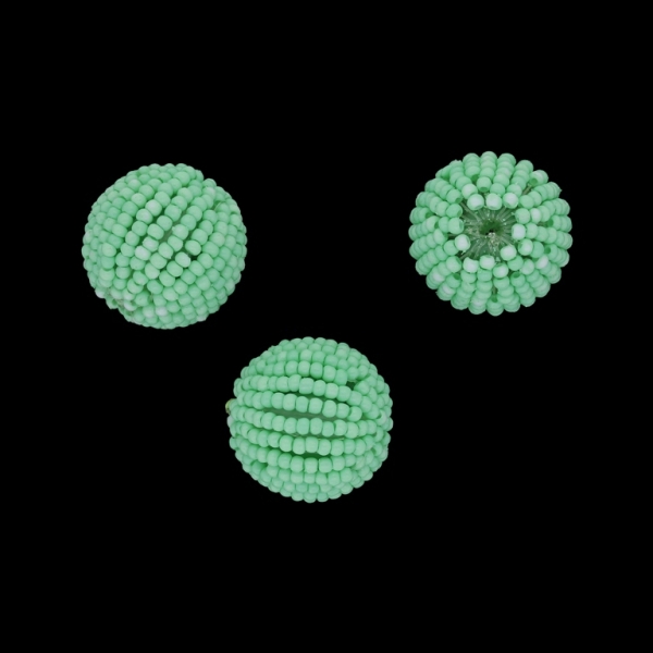 GLASS BEADS - SEED BEADED BALL 2mm - BALL 18x20mm - SOLID - MINT - SECOND-RATE - PACKAGE 50pcs. Hole-2.5mm