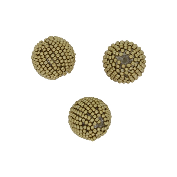 GLASS BEADS - SEED BEADED BALL 2mm - BALL 18x20mm - SOLID MATTE - GOLD - PACKAGE 50pcs. Hole-2.5mm