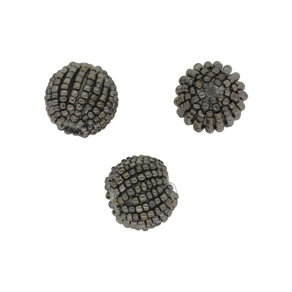 GLASS BEADS - SEED BEADED BALL 2mm - BALL 18x20mm - SOLID METALLIC - GRAY (DARK) - PACKAGE 50pcs. Hole-2.5mm