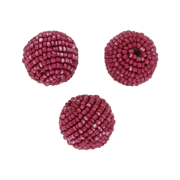 GLASS BEADS - SEED BEADED BALL 2mm - BALL 20x22mm - SOLID - RED 45В - SECOND-RATE - PACKAGE 50pcs. Hole-3.8mm