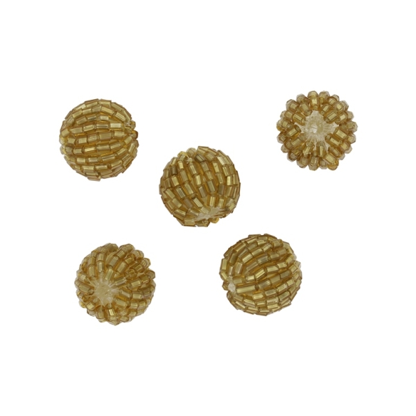 GLASS BEADS - SEED BEADED BALL STICKS 2x2mm - BALL 14x16mm - SILVER THREAD - GOLD 22В - PACKAGE 50pcs. Hole-2.8mm