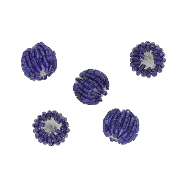 GLASS BEADS - SEED BEADED BALL STICKS 2x2mm - BALL 14x16mm - SILVER THREAD - BLUE (DARK) 28 - PACKAGE 50pcs. Hole-2.8mm