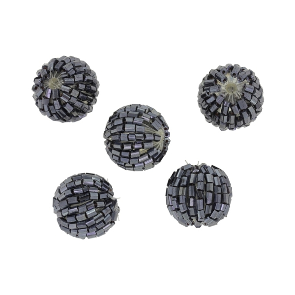 GLASS BEADS - SEED BEADED BALL STICKS 2x2mm - BALL 16x18mm - IRIS - HEMATITE 606 - PACKAGE 50pcs. Hole-3.0mm