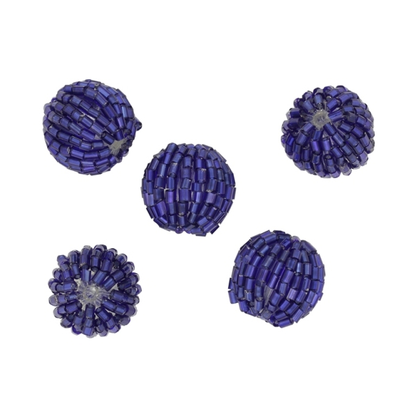 GLASS BEADS - SEED BEADED BALL STICKS 2x2mm - BALL 16x18mm - SILVER THREAD - BLUE (DARK) 28 - PACKAGE 50pcs. Hole-3.0mm