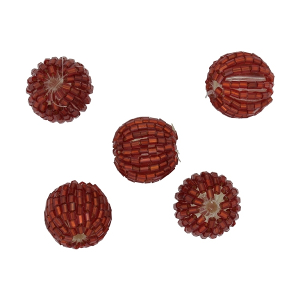 GLASS BEADS - SEED BEADED BALL STICKS 2x2mm - BALL 16x18mm - SILVER THREAD - RED 25 - PACKAGE 50pcs. Hole-3.0mm