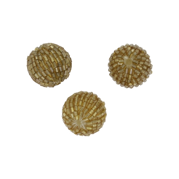 GLASS BEADS - SEED BEADED BALL STICKS 2x2mm - BALL 18x20mm - SILVER THREAD - GOLD 22В - PACKAGE 50pcs. Hole-2.8mm