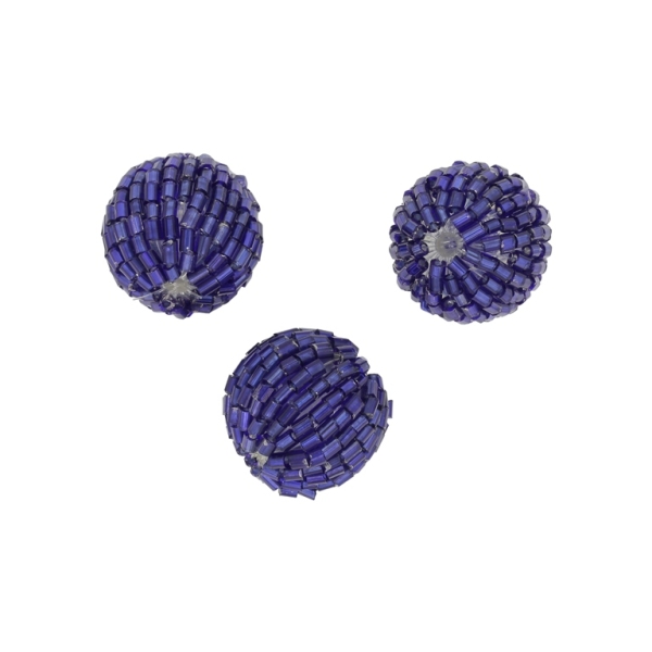 GLASS BEADS - SEED BEADED BALL STICKS 2x2mm - BALL 18x20mm - SILVER THREAD - BLUE (DARK) 28 - PACKAGE 50pcs. Hole-2.8mm