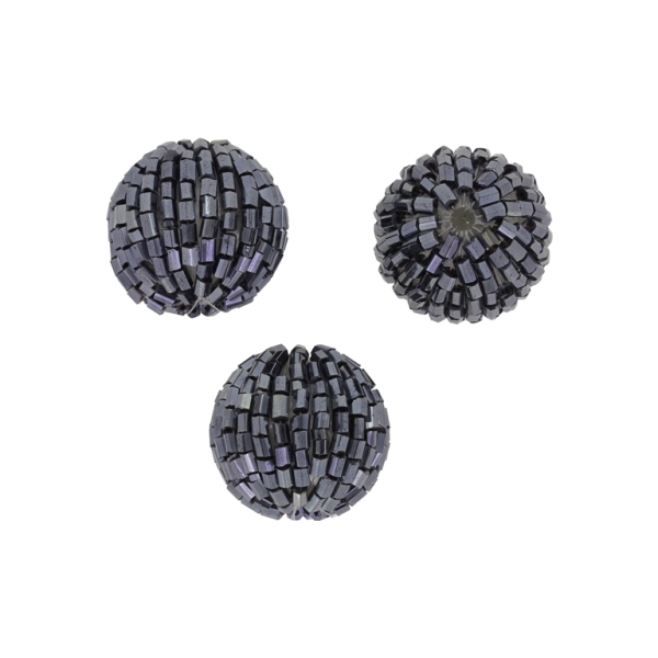 GLASS BEADS - SEED BEADED BALL STICKS 2x2mm - BALL 20x22mm - IRIS - HEMATITE 606 - PACKAGE 50pcs. Hole-2.8mm