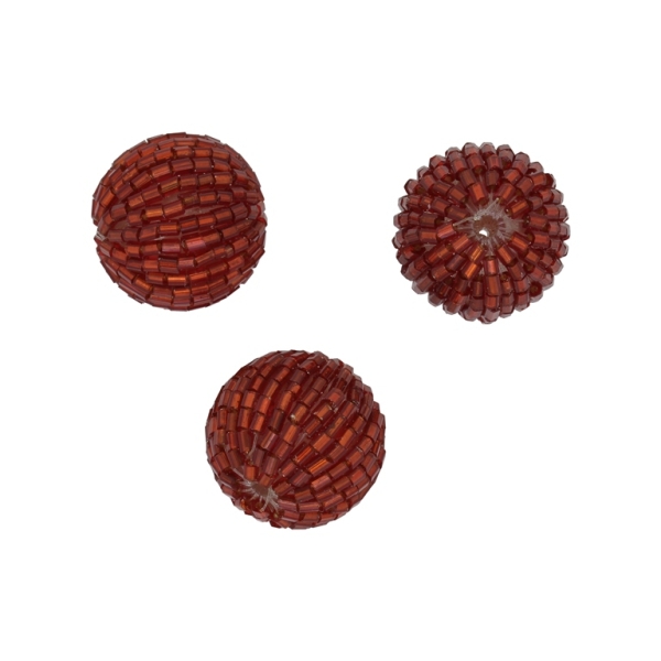 GLASS BEADS - SEED BEADED BALL STICKS 2x2mm - BALL 20x22mm - SILVER THREAD - RED 25 - PACKAGE 50pcs. Hole-2.8mm