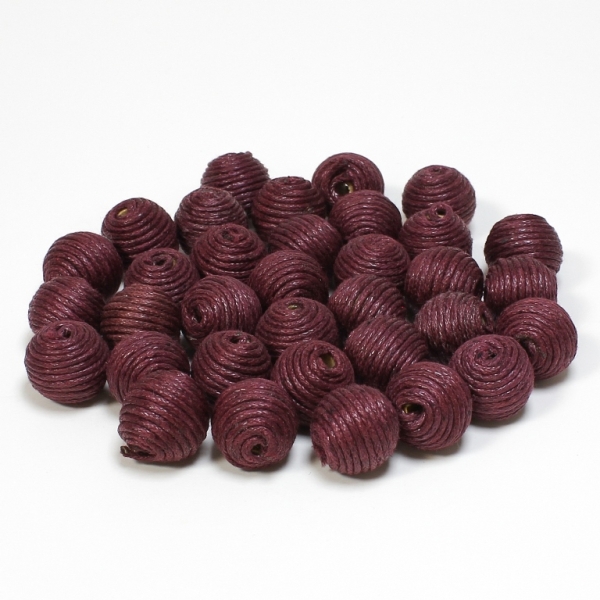 BALL WITH THREAD - COTTON - 12mm - BORDEAUX (DARK) 179 - PACKAGE 100pcs. Hole-2.5mm