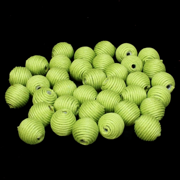 BALL WITH THREAD - COTTON - 12mm - GREEN (LIGHT) 231 - 10pcs. Hole-2.5mm