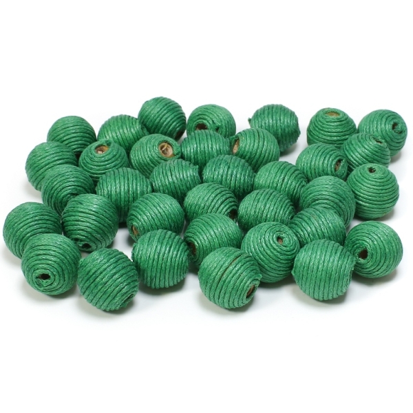 BALL WITH THREAD - COTTON - 14mm - GREEN GRASSY 239 - 10pcs. Hole-3.0mm