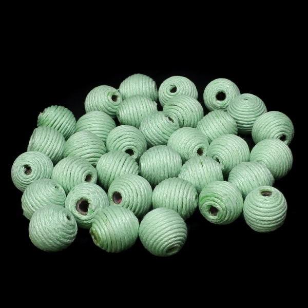 BALL WITH THREAD - COTTON - 12mm - RESEDA 247 - 10pcs. Hole-3.5mm