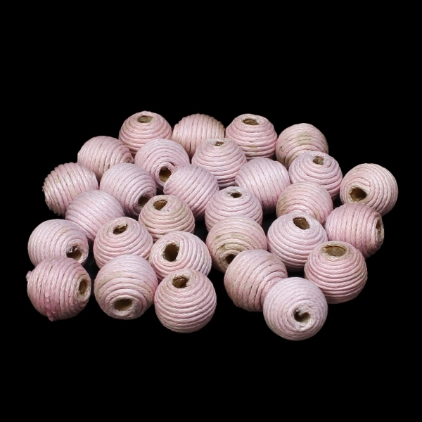 BALL WITH THREAD - COTTON - 12mm - PINK (LIGHT) 134 - SECOND-RATE - 10pcs. Hole-3.5mm