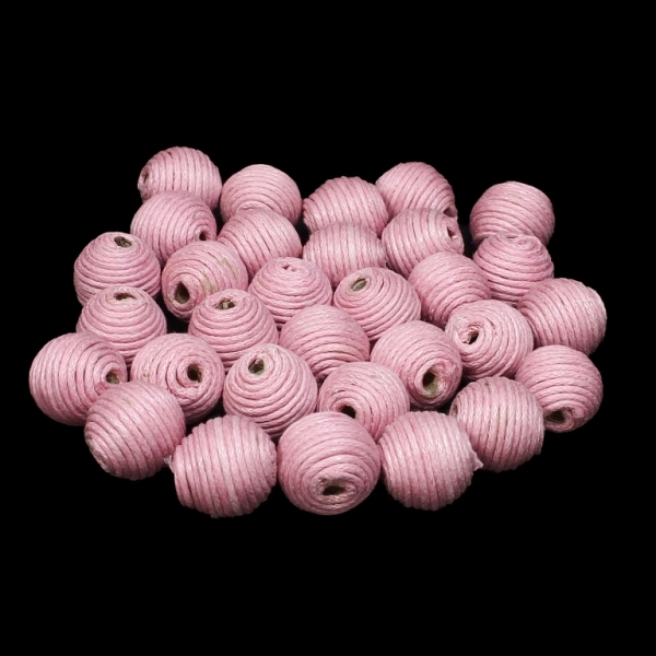 BALL WITH THREAD - COTTON - 12mm - PINK (LIGHT) 140 - 10pcs. Hole-3.0mm