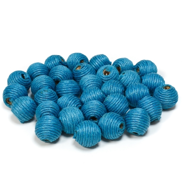 BALL WITH THREAD - COTTON - 12mm - BLUE 274 - 10pcs. Hole-3.5mm