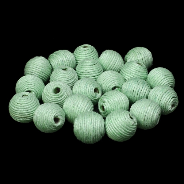 BALL WITH THREAD - COTTON - 14mm - RESEDA 247 - 10pcs. Hole-4.0mm