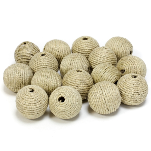 BALL WITH THREAD - COTTON - 18mm - BEIGE (LIGHT) 000 - 5pcs. Hole-4.0mm