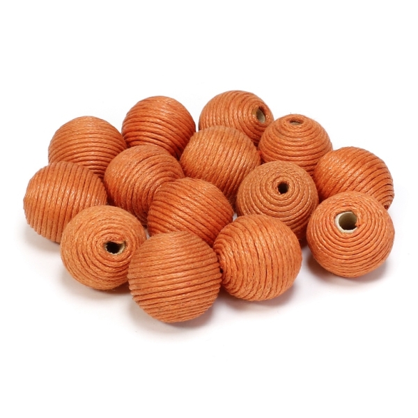 BALL WITH THREAD - COTTON - 18mm - ORANGE 158 - PACKAGE 50pcs. Hole-4.0mm